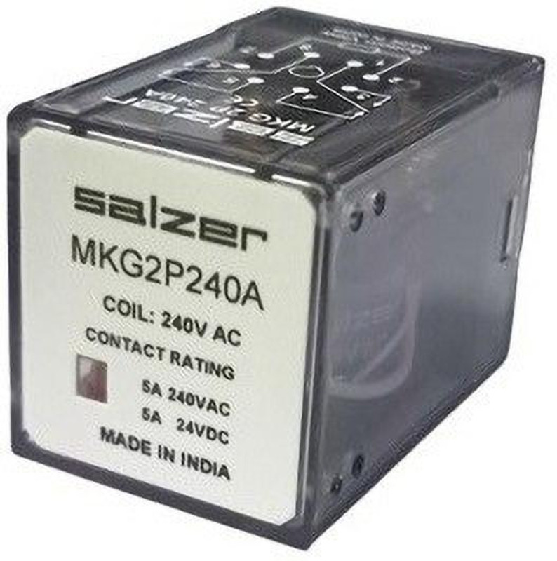 Salzer 8Pin 2C/O 2Pole 240V AC 5Amp (L&T) Miniature Relay - MKG2P240VAC(White)