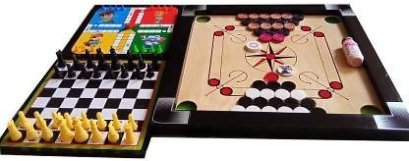 UTE SPORTS small size 20x20with Ludo & Snake ladder ,coins,stricker,powder Accessories 4 cm Carrom Board(Multicolor)