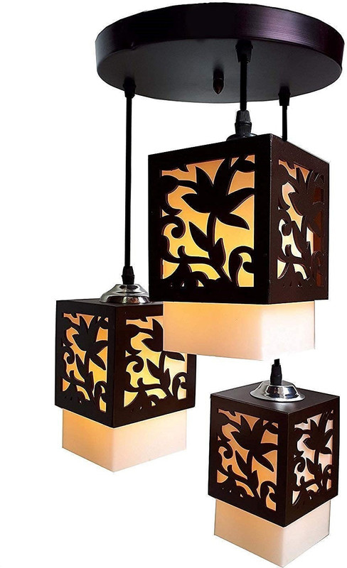 HomesElite Hanging Pendant Light Ceiling Lamp |Decor Items, Hanging Ceiling Decorative Roof Light Lamp for Home, Living Rooms, Bedroom, Hall, Indoor Outdoor (Bulb not Included) (PVC Glass Shade ) Chandelier Ceiling Lamp(Brown)