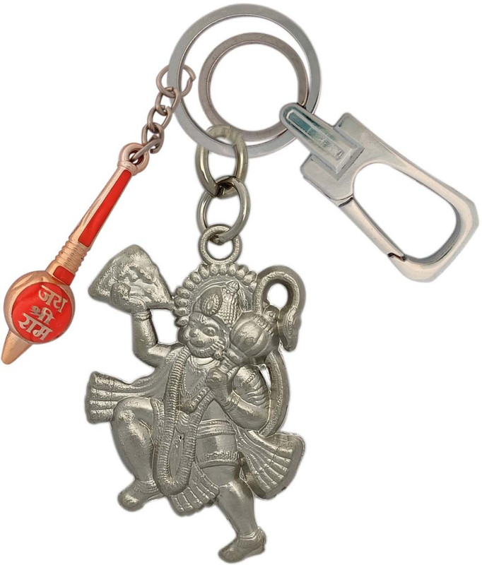 SHOKY LOOKS Unique Metal Finishing Bajrangbali With Golden Gada Carabiner(Silver)
