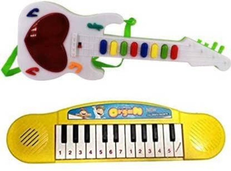Anushka Toys Combo Musical Mini Guitar Toy with Mini Musical Piano Best Gift(Multicolor)
