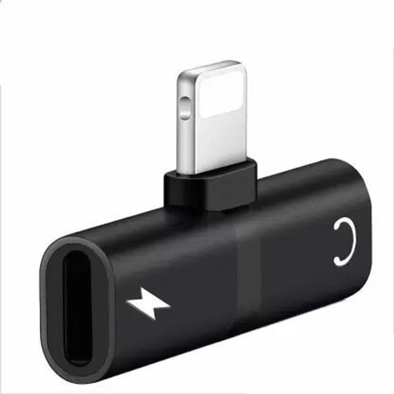 SANNO WORLD Black Black 2 in 1 Audio Adapter Headphone Splitter Lightning connector for IOS phone Phone Converter(iOS)