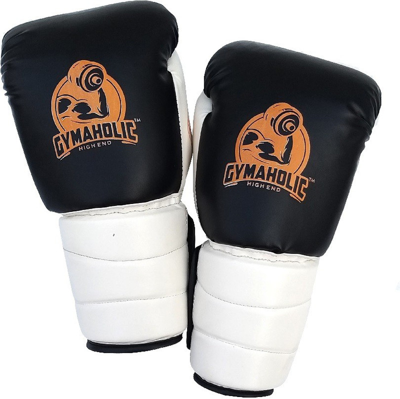 gymholic Boxing Glove for Men Grip-well Technology (14oz) – One Size Fits All Boxing Gloves(Balck, White)