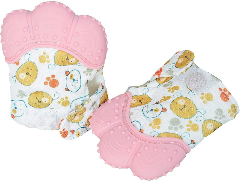Crystal zone Silicon Teething Mittens Food Grade Teether Hand Glove Cute Infant Babies Teether(Multicolor)