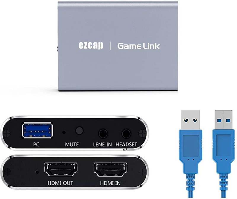 Etzin 4K HDMI Video Capture Card High Definition 1080p EZCAP-Game-Link 32 inch Blu-ray Player(Grey)