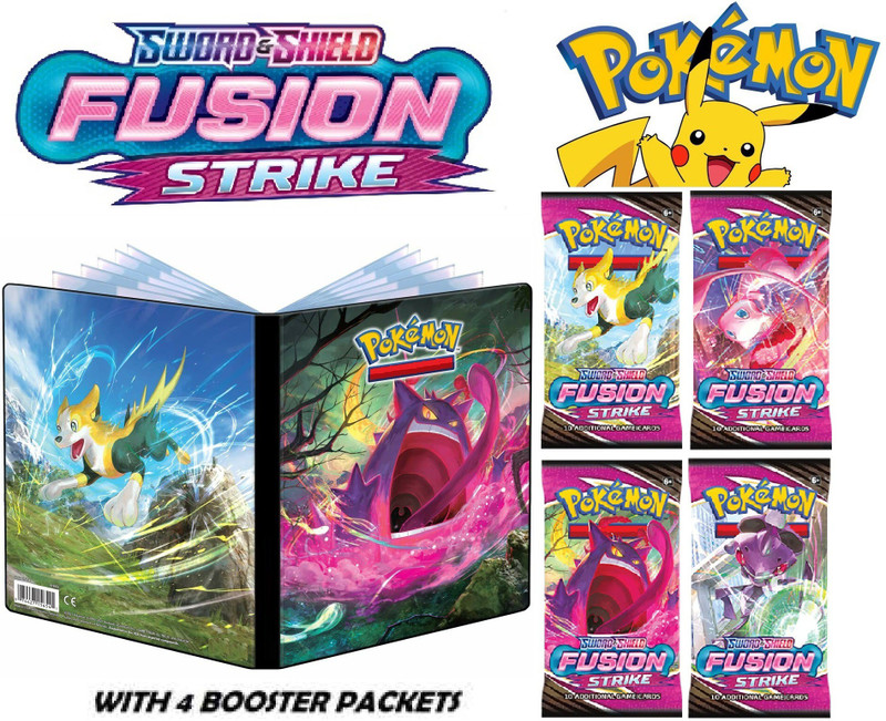 CrazyBuy Pokemon Big Album With 4 Fusion Strike BOOSTER CARDS PACK(Multicolor)