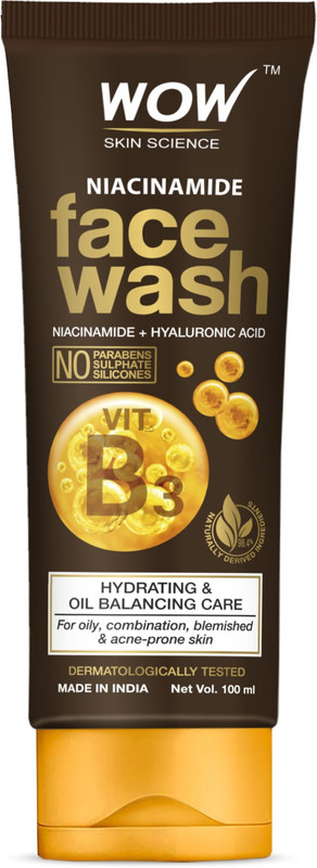 WOW SKIN SCIENCE Niacinamide For Blemishes, Oil Control & Acne Spots -Tube Face Wash