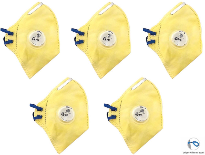 Venus Safety and Health N95 Mask Antivirus Mask Antipollution Mask Breathable Face Mask With Adjustable Nose Clip Protective Mask Reusable Mask Washable Mask Water Resistant Mask For Men Women Kids Premium High Quality Fabric Mask Multi Layer Cotton Mask With Filter Valve Pack of 5 Yellow Mask Reusa