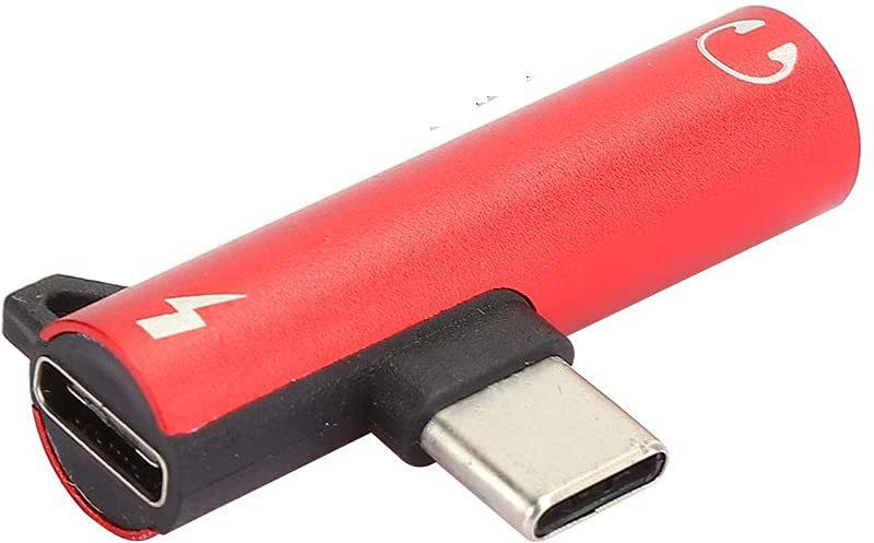 SANNO WORLD Red USB C Charger, Headphone Jack Adapter Type?C to 3.5mm Assist USB C to Aux Phone Converter(Auxiliary)