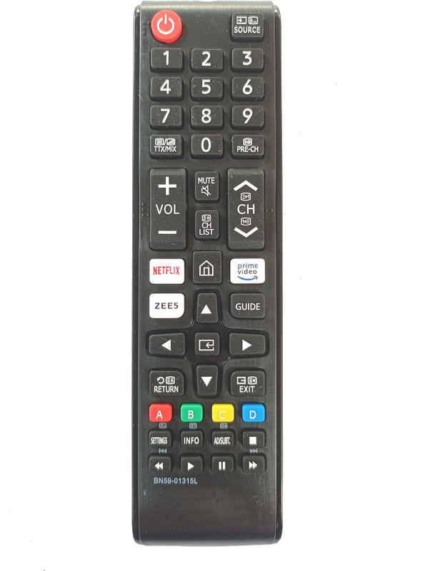 LipiWorld BN59-01315L Universal Remote with Netflix Prime Video Zee5 Function Compatible For Samsung Led Remote Controller(Black)