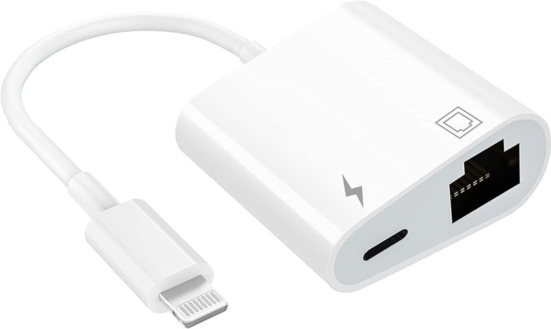 microware Lightning to Ethernet Adapter with RJ45 100Mbps and Charging for iOS12.0 above Wired Ethernet Lan Adapter compatible with Mac(100 Mbps)