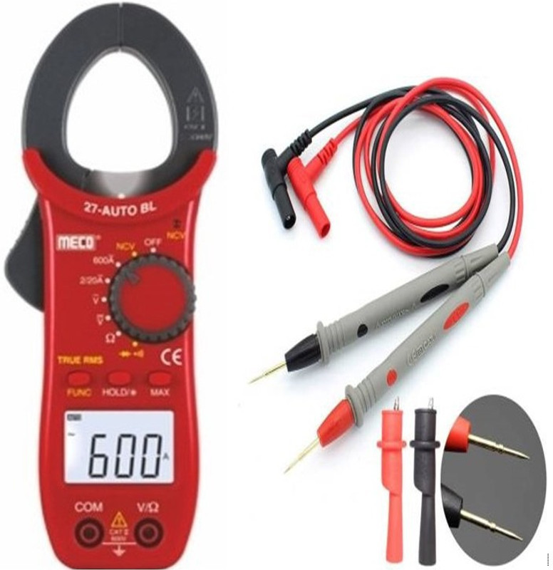 MECO Instrument 27 Auto BL 400A AC Auto Ranging 3½ Digit Temp Clamp meter with 1 Year Warranty Digital Multimeter(Red 2000 Counts)