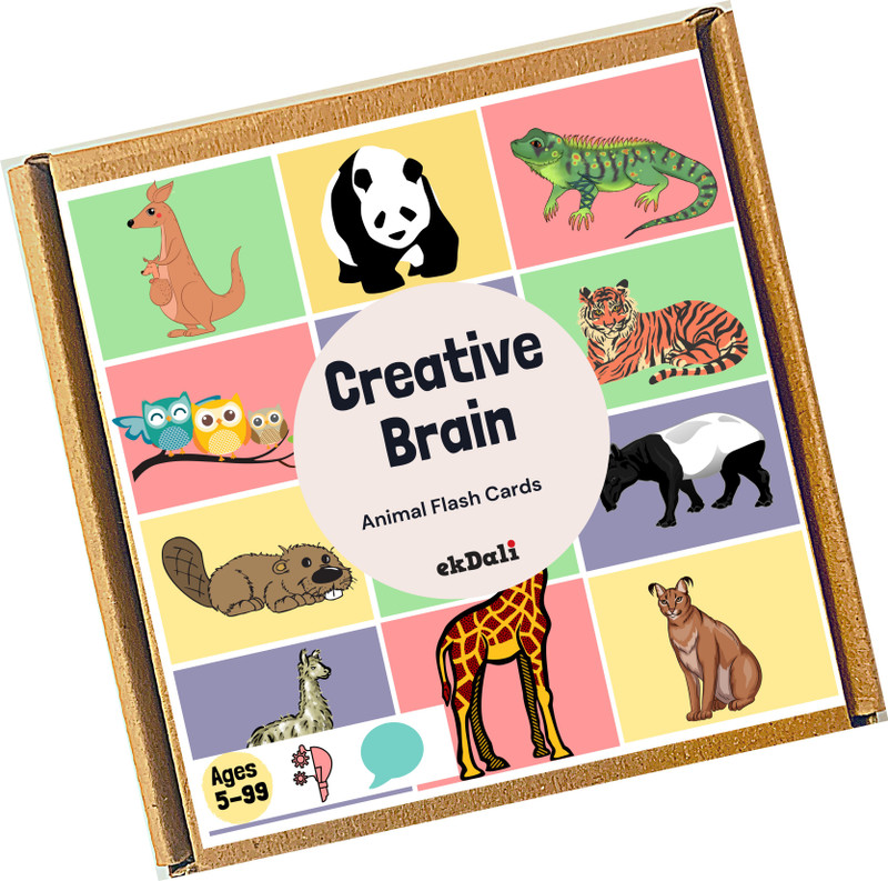 ekdali Creative Brain Flash Card: Learn in 4 minutes| Animals of the world(Multicolor)