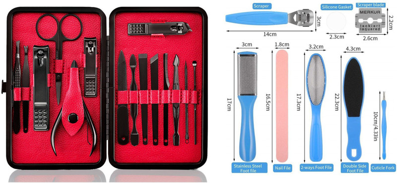 Rsentera 15 in 1 Stainless Steel Manicure & Pedicure Kit For Hand & Feet Care (Set of 2 )(100 g, Set of 21)