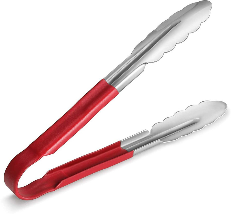 Dynore Stainless Steel Red Vinyl Coated Utility Tong 23 cm long 23 cm Utility Tongs(Pack of 1)