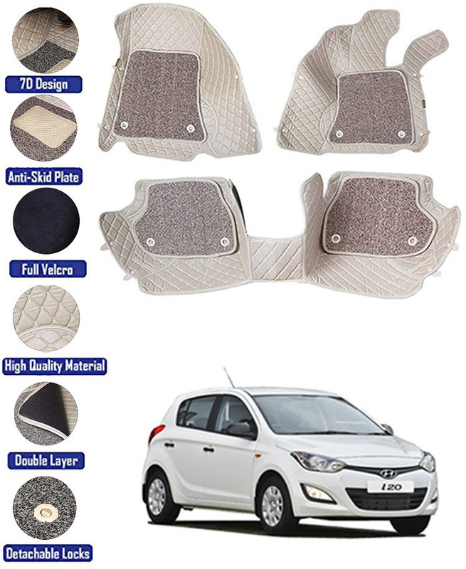 MATIES Leatherite 7D Mat For Hyundai i20(Beige)