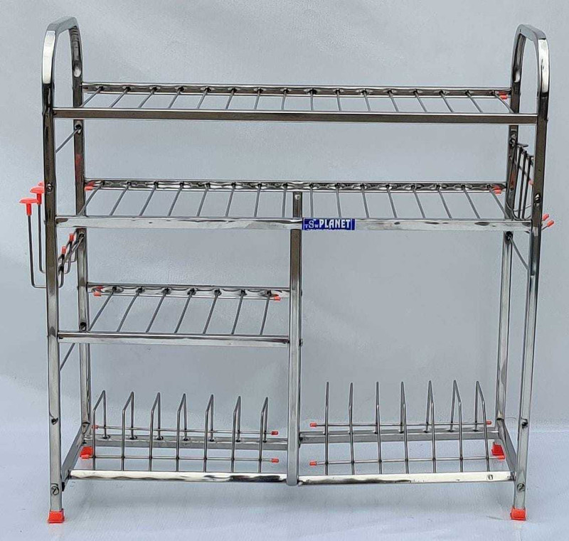 tsw Utensil Kitchen Rack Steel Stainless Steel Kitchen Rack | Dish Rack | Square Pipe Stand (24x24 inches)