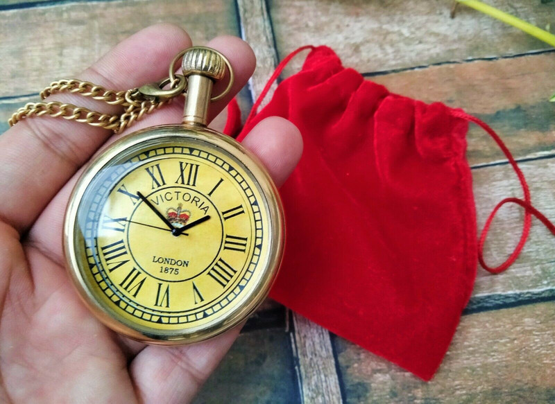 Ascent India Brass Pocket Watch Chain With Velvet Pouch for easy carry Handmade Gift 1 brass brass Pocket Watch Chain