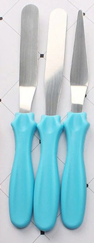 JAMBOREE Stainless Steel Cake Spatula Baking Pastry Tools Fondant Cream Mixing Scrapper Offset Spatula(Pack of 3)