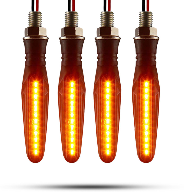 Autofledge Front, Rear, Side LED Indicator Light for Bajaj, Bullet, Datsun, Hero, Honda, KTM, Kawasaki, Royal Enfield, TVS, Universal For Bike, Yamaha 3 Series, 4 Series, 5 Series, 6 Series(Yellow)