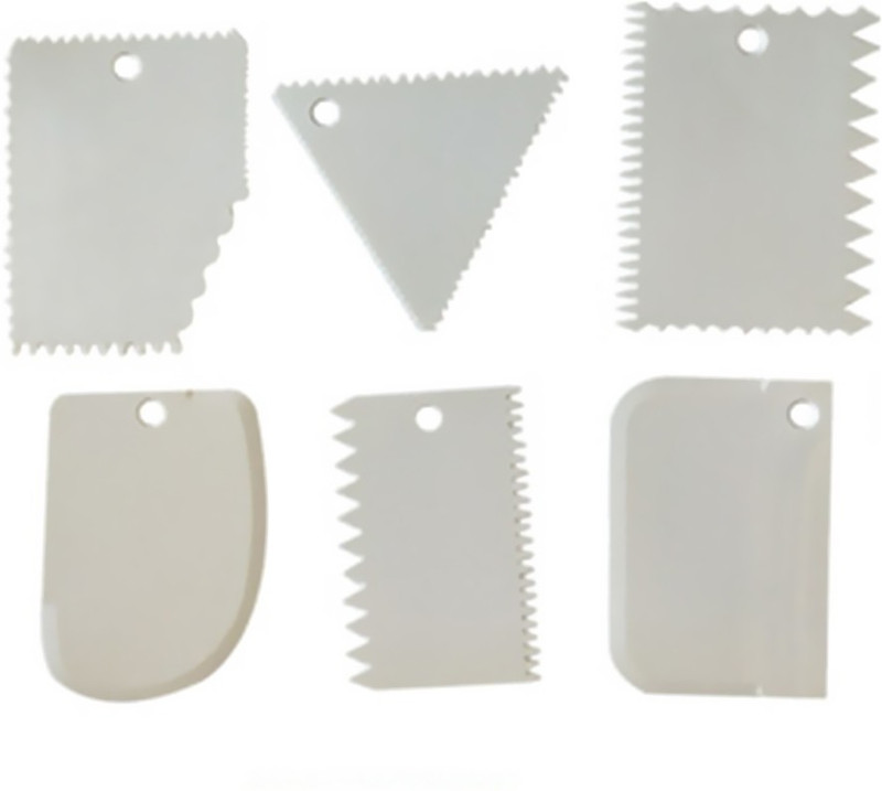 JAMBOREE 6 Pcs/Set Cake Scraper Edge Decorating Cutters Set Comb & Icing Smoother Baking Comb(Plastic Pack of 6)