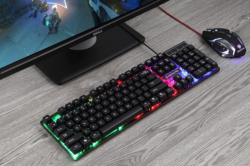 Enter Ignite Pro Gaming Mouse and Keyboard Combo with 6 Button Mouse and Rainbow ligh Combo Set Designed for Gaming(Black)