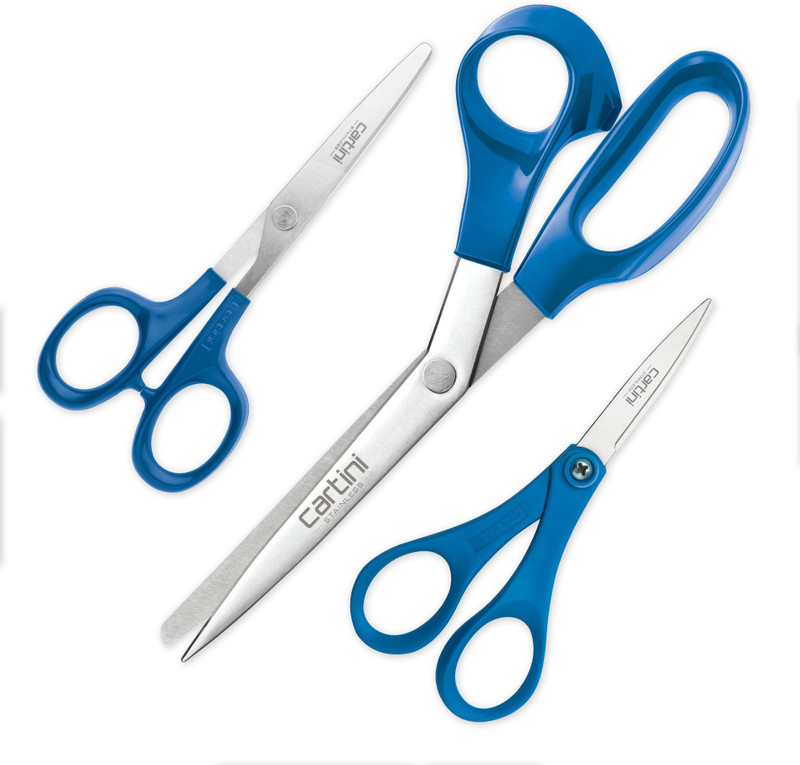 Cartini Cartini Multipurpose Scissors for Home & Office Scissor (Pack of 3) Stainless Steel All-Purpose Scissor(Blue, Pack of 3)