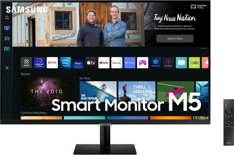 Samsung M5 68.58 cm (27 inch) Full HD VA Panel with embedded TV Apps, PC-less productivity with Samsung DeX, Office 365, Google Duo app, and IoT Hub, Built-in Speakers, Ultrawide Game View Smart Monitor (LS27CM501EWXXL)(Response Time: 4 ms, 60 Hz Refresh Rate)