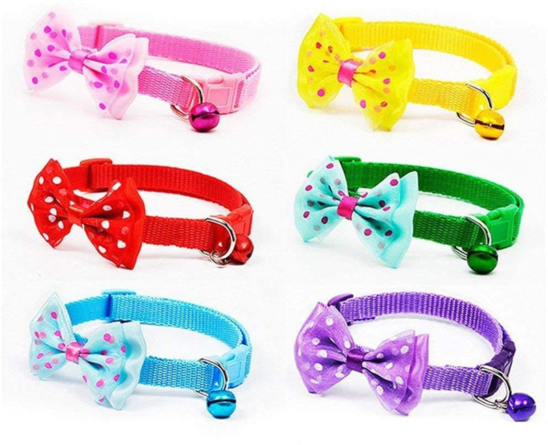 Woofy Pets Empire Pet Collar Adjustable Bow-Tie with Bell for Dog and Cat Bell Cat Collar Charm(Color may Vary, Round)