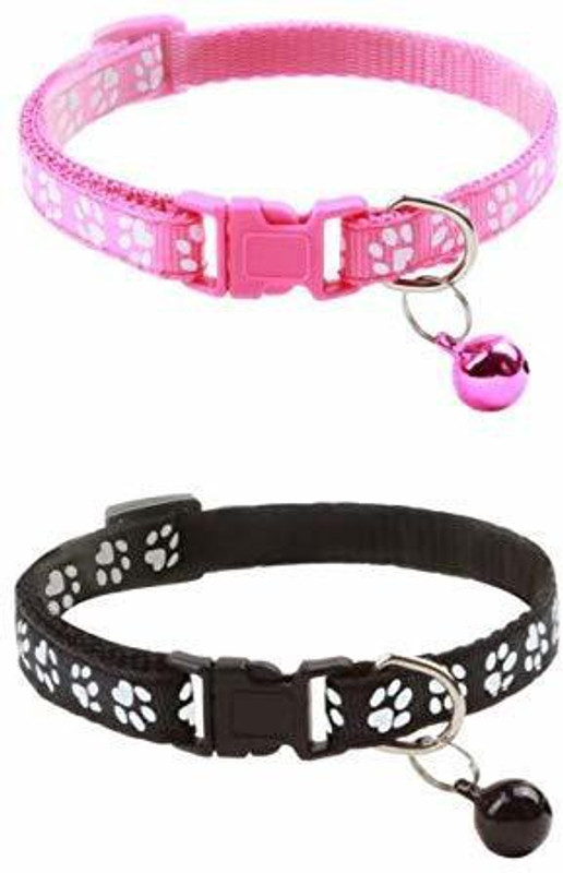 Woofy Breakaway Bowtie Cat Collar -Cat Collar with Bell Kitten Collars Bell Charm. Bell Cat Collar Charm(Black and Pink, Round)