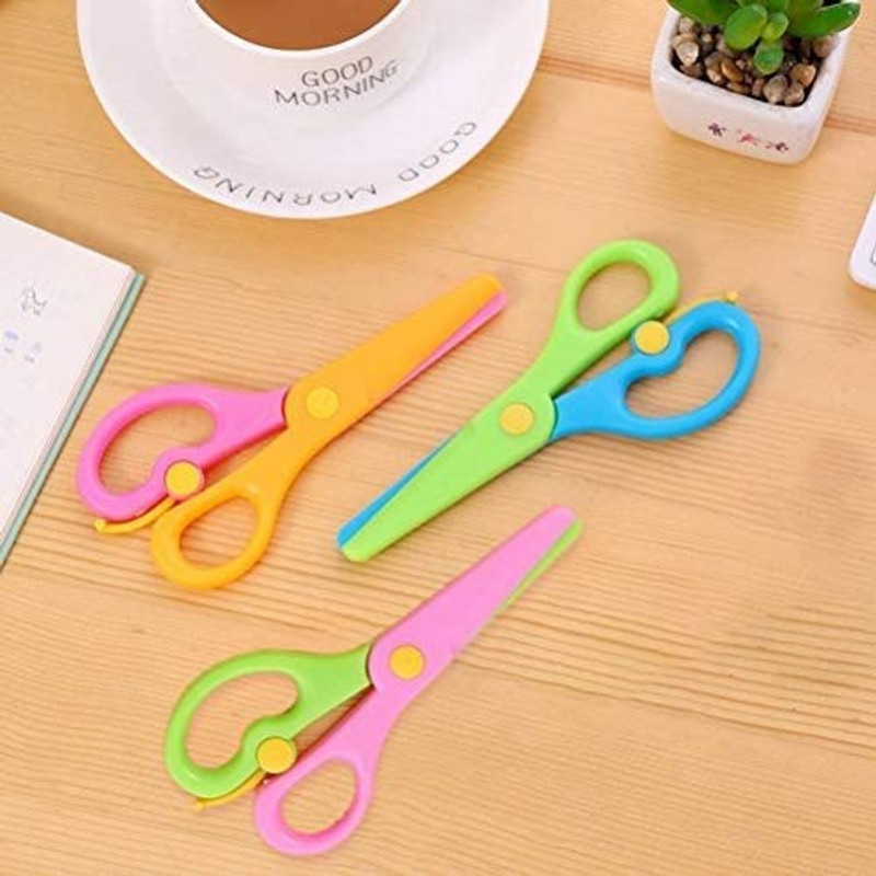 Kandle 3PCS Plastic Preschool Training Scissors Children Safety Art Craft Scissors(Set of 3, Multicolor)