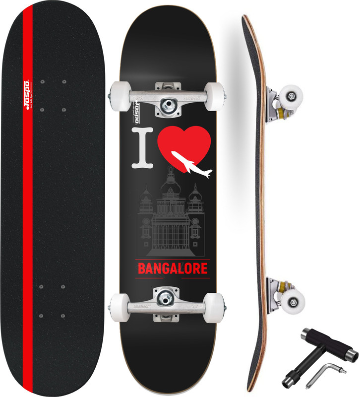 Jaspo City Craze (31”x 8” inches) Maple Deck Skateboard for Tricks 31 inch x 8 inch Skateboard(Black, Pack of 1)