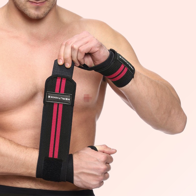HealthHike Cotton Band/Wraps with Thumb Loop for Gym, Weight Lifting & Workout Wrist Support(Red, Black)
