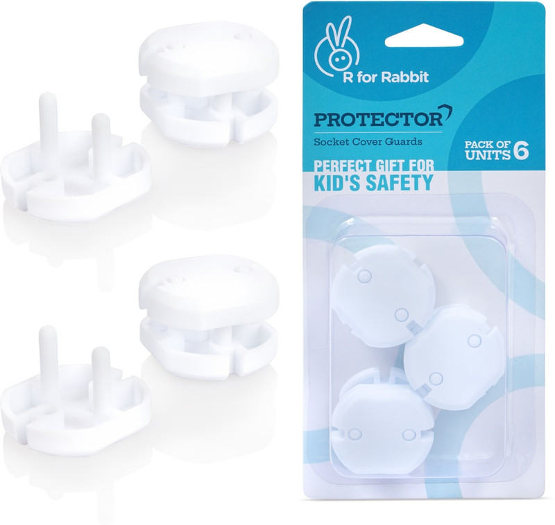 R for Rabbit Protector Socket Cover Guards for Baby Kids Safety White Pack of Unit 6(White)