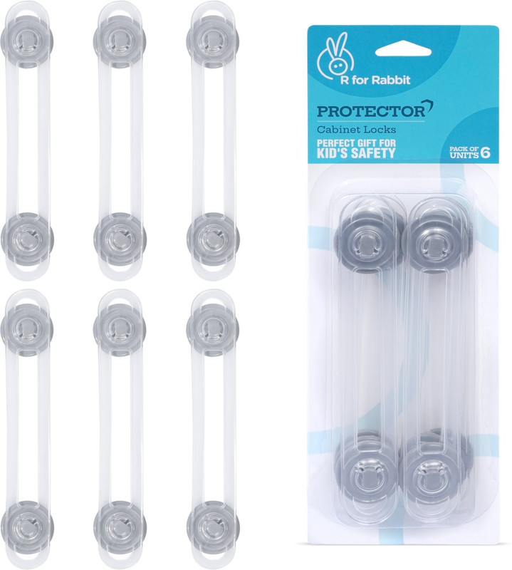 R for Rabbit Protector Cabinet Locks for Kids Baby Safety Pack of 6(Grey)