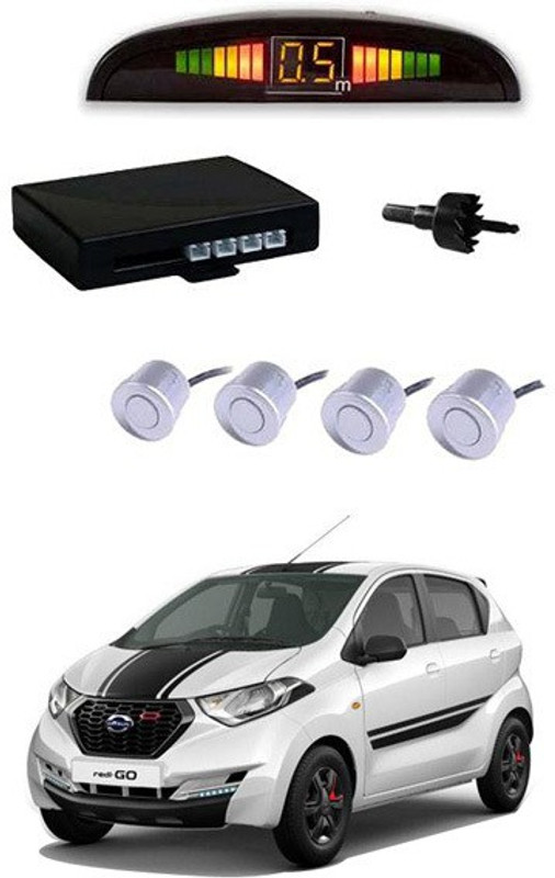 RKPSP Increased Safety for passengers Car White Parking Sensor LED Display/4 Parking Sensors Alarm Kit For Redi GO Parking Sensor(Ultrasonic Systems)