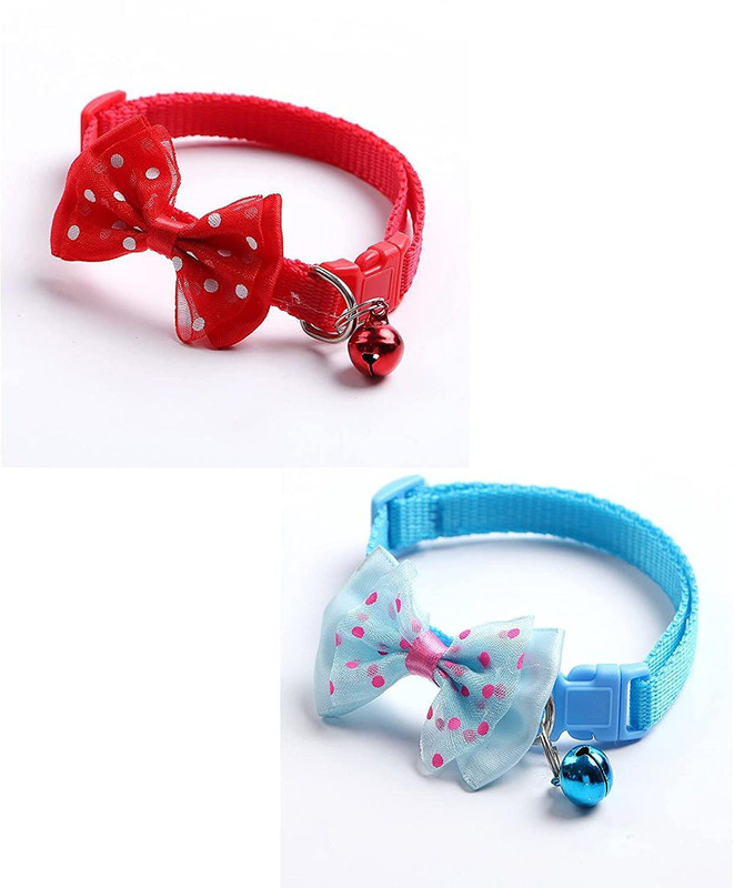 Woofy Adjustable Bow 10 mm Certain Puppies Necktie Collar Bell Dog & Cat Collar Charm(Color may Vary, Round)