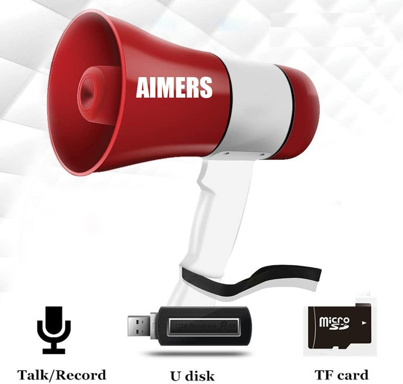 AIMERS Wireless Bluetooth Megaphone Speaker/ Bullhorn Siren For Announcement With Recorder, USB And Memory card input. Talk, Record, Play Indoor, Outdoor PA System(50 W)