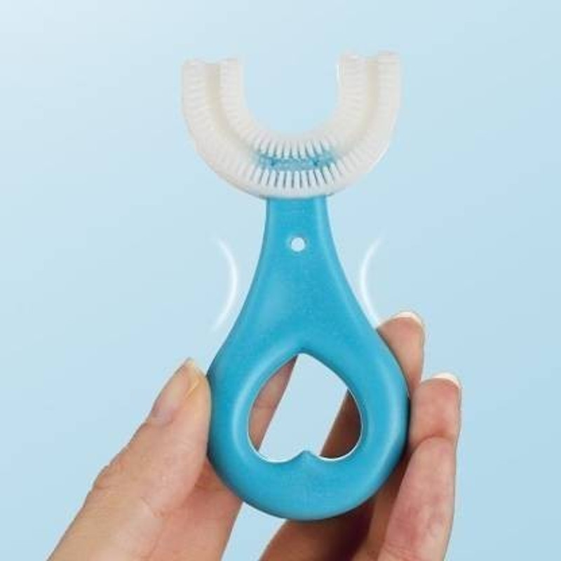 CANDYVILLA U Shaped Toothbrush for Kids Manual Whitening Toothbrush Silicone Brush Head Ultra Soft Toothbrush