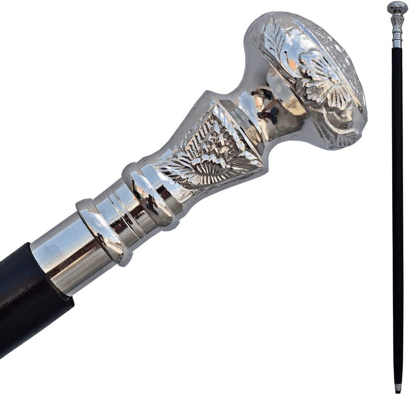 RanaCreation Foldable Walking Stick Sheesham Wood Walking Stick with Brass Handle -36 in Walking Stick