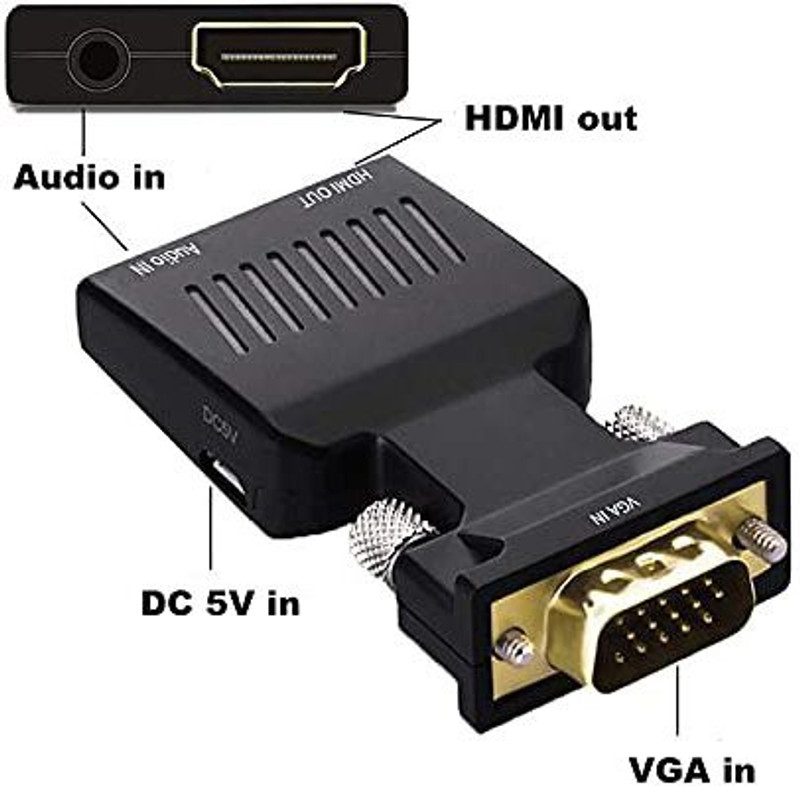 KUVERA VGA to HDMI Adapter Converter VGA Male to HDMI Female for ConnecT Monitor PC. Media Streaming Device(Black)