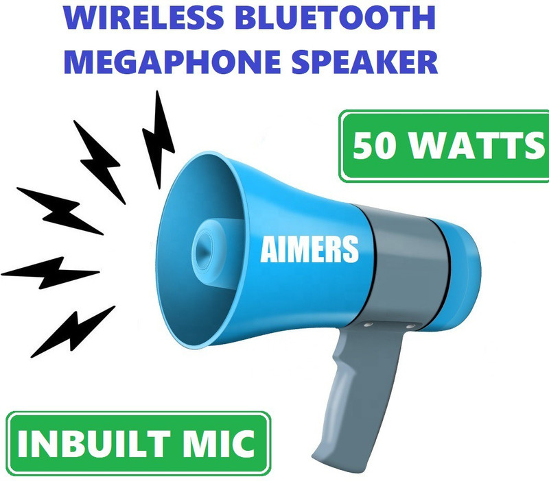 AIMERS USB Loudspeaker Portable Horn Speaker Recorder Megaphone Rechargeable with Recording, Bluetooth Outdoor, Indoor PA System(50 W)