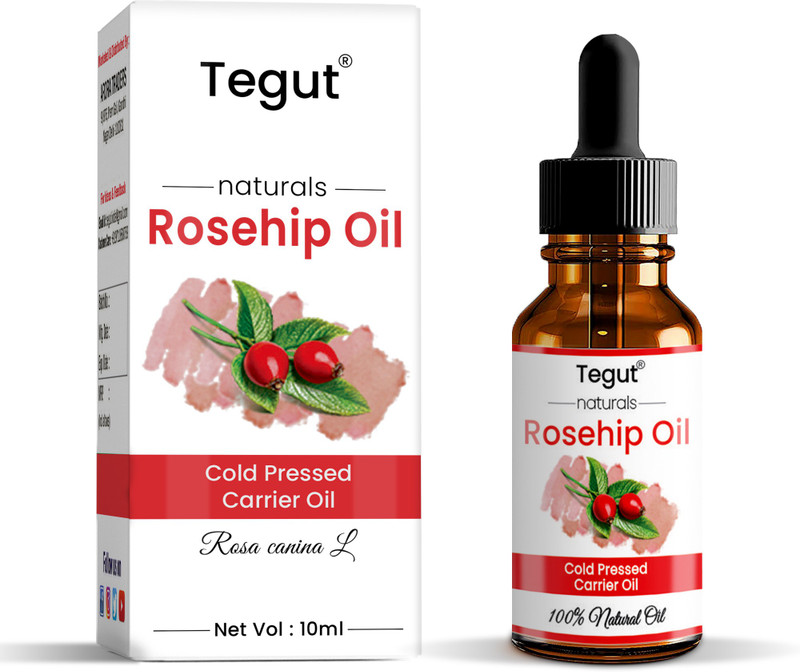 Tegut Rosehip Seed Oil - Cold Pressed Pure & Undiluted Carrier Oil for Skin Lightening, Stretch Marks, Acne Scars, Wrinkles, Aging (10 ml) (Pack of 1)(10 ml)