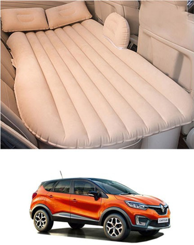RKPSP Beige Inflatable Car Bed/Two Pillows/Air Pump/Repair Kit For Capture Car Inflatable Bed Car Inflatable Bed(Captur RXE Petrol)