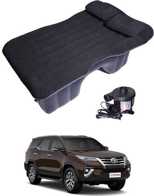RKPSP Black Inflatable Car Bed/Two Pillows/Air Pump/Repair Kit For New Fortuner Car Inflatable Bed Car Inflatable Bed(Fortuner)
