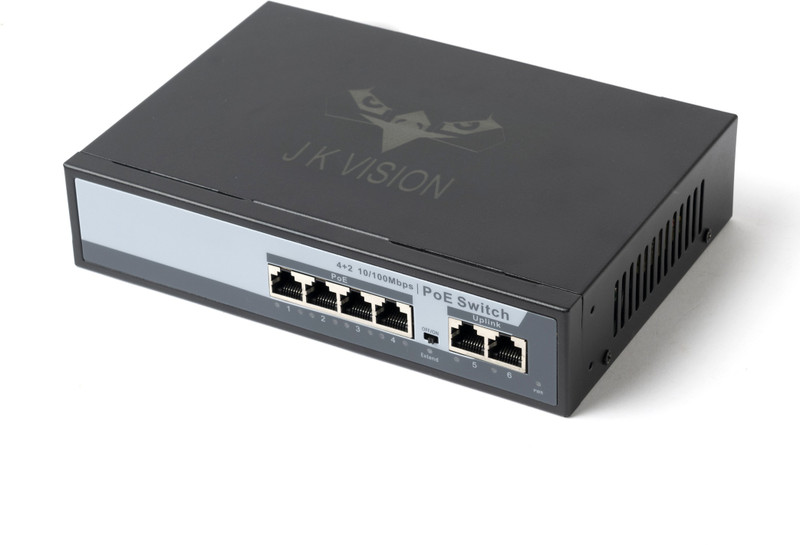 J.K. VISION 4 PORT POE SWITCH WITH 2UPLINK PORT POE FOR Security Camera(1 TB, 4 Channel)