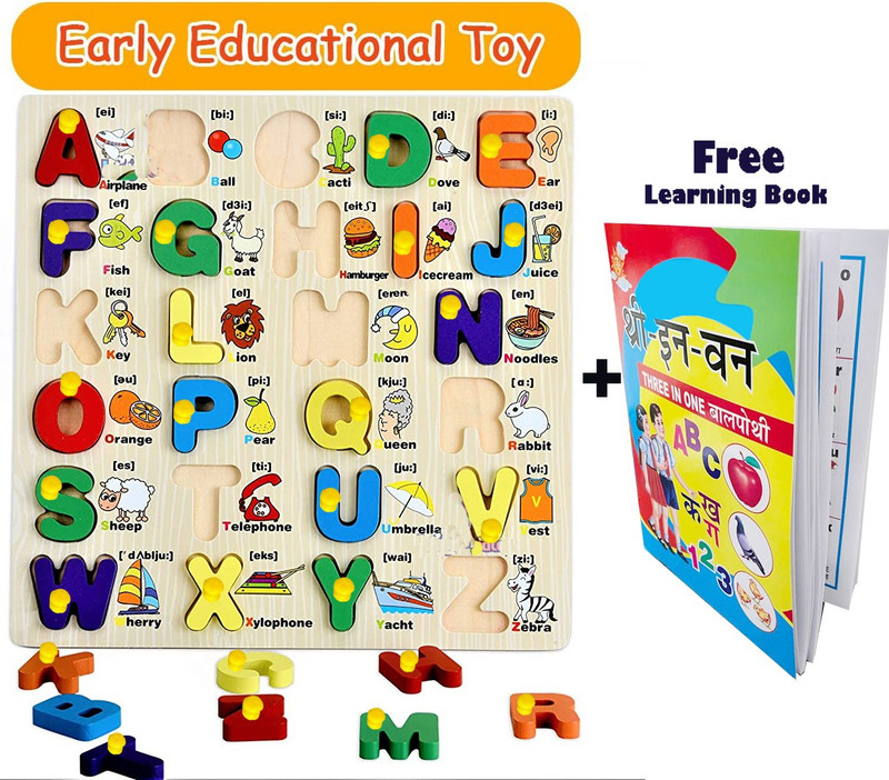 SHALAFI Educational Learning Toys Alphabet Kids Jigsaw Puzzle Board in Book For Play&Fun(Beige, Multicolor)