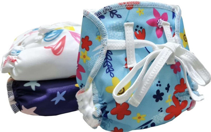 Jaydison Solid Printed Padded U Shape Langoti Tikoni Reuse Nappy For Baby 0-6 m(pack 3)