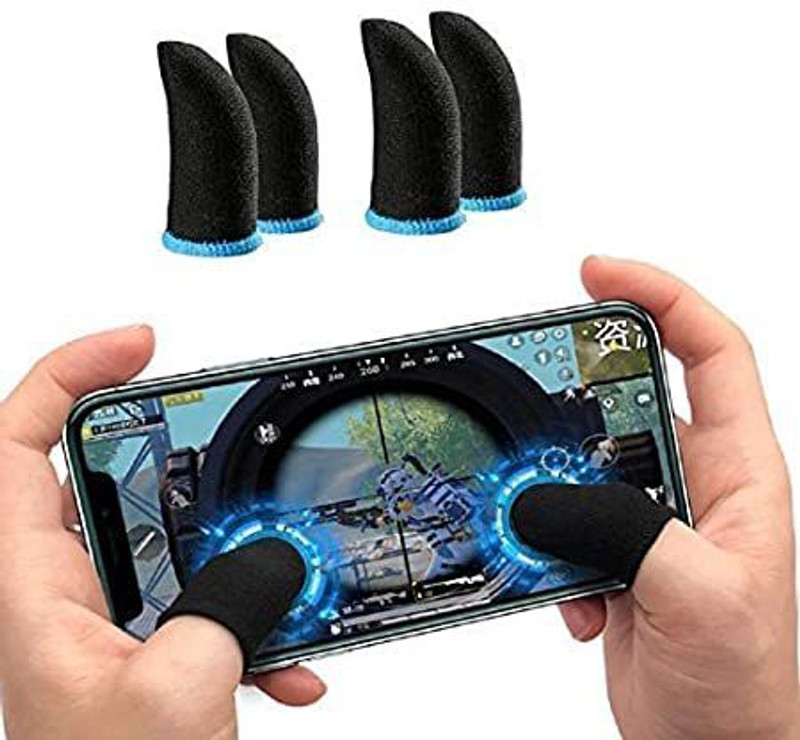 KRIWIN (2pcs) PUBG Finger Sleeve Thumb Grip Sweatproof Smooth & Responsive Touch Combo Set Designed for Gaming(Black)