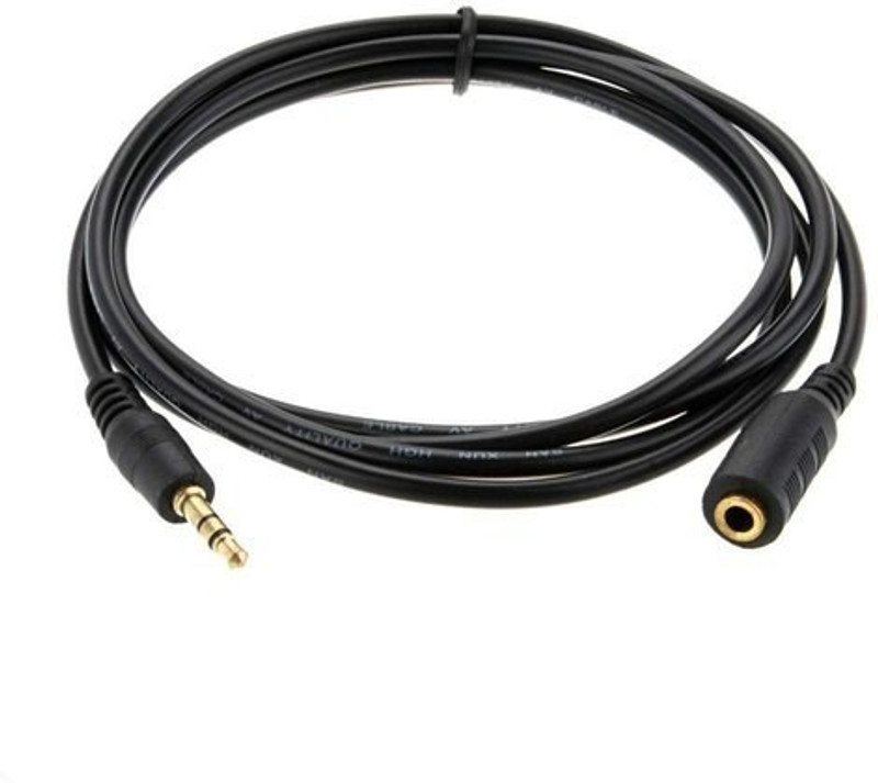 TECHON TV-out Cable 3.5MM Male To Female AUX Audio Stereo Cable Auxiliary Extension Cable (Black, For Computer, 5 m)(Black, For Home Theater, 5 m)